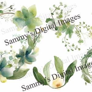 Watercolor florals, Watercolor art, Watercolor Greenery Clip Art, Digital Background