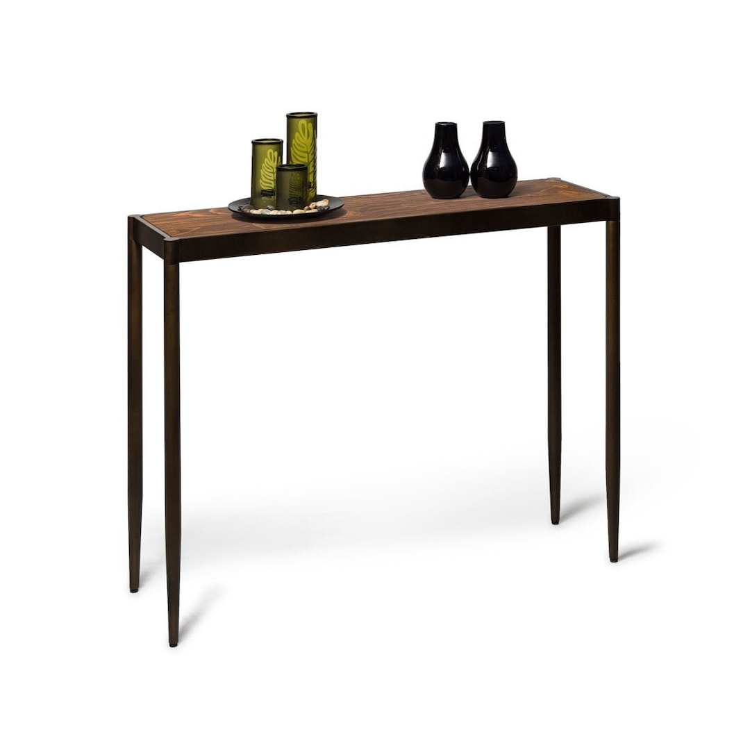 Sleek Contemporary Hallway Console Table With Wood Top Dark Etsy