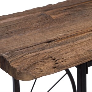 Industrial Wood Iron Hallway Console Table with Wheels image 8