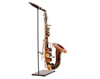 Home Decor Handmade Saxophone Display Piece Entrance Feature Rust Look for Living Room Bedroom Musical Instrument Display