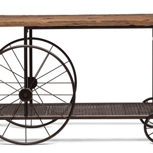 Industrial Wood Iron Hallway Console Table with Wheels image 4