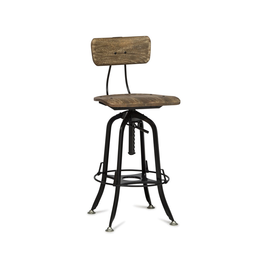 Industrial Metal Bar Stool Ajustable Swivel Kitchen Chair W/Backrest R9C0 