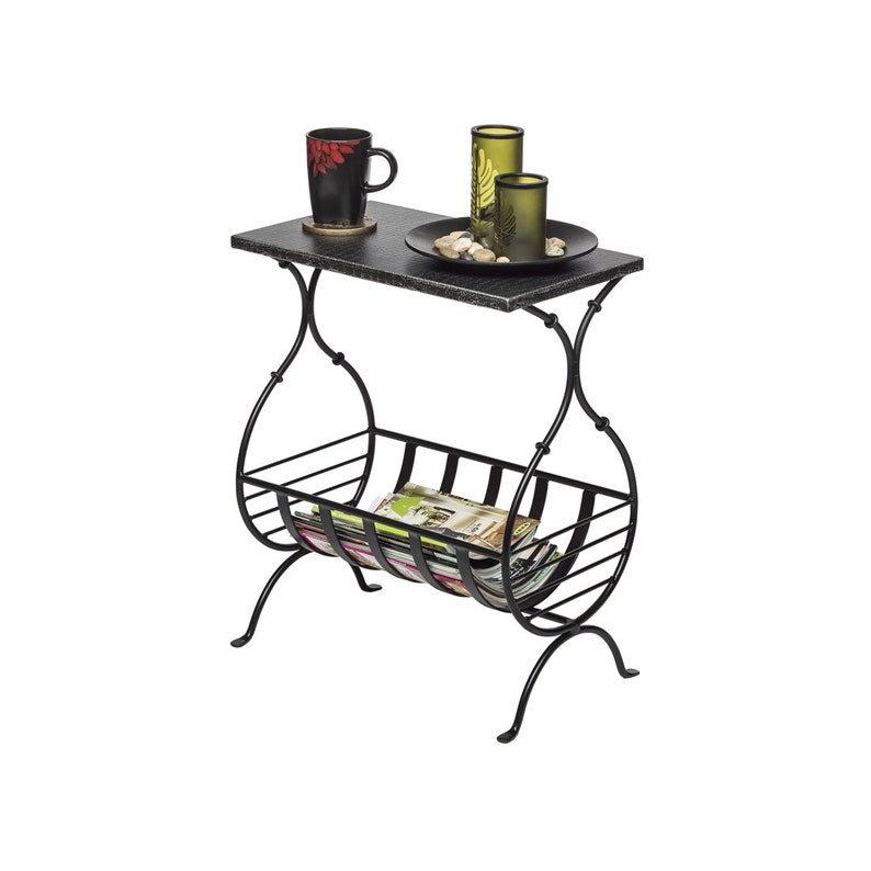 Iron Side Table End Corner For Living Room Occasional With Storage S Books Silver Finish