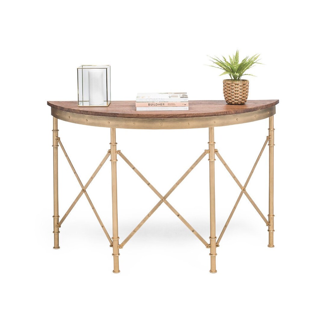 Wooden Hallway Console Entryway Hall Table Half Round Shape in French