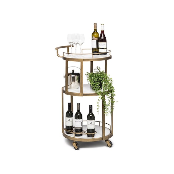 Round 3 tier Marble Drinks Trolley Contemporary Wine Storage Bar Cart Cabinet Etsy UK