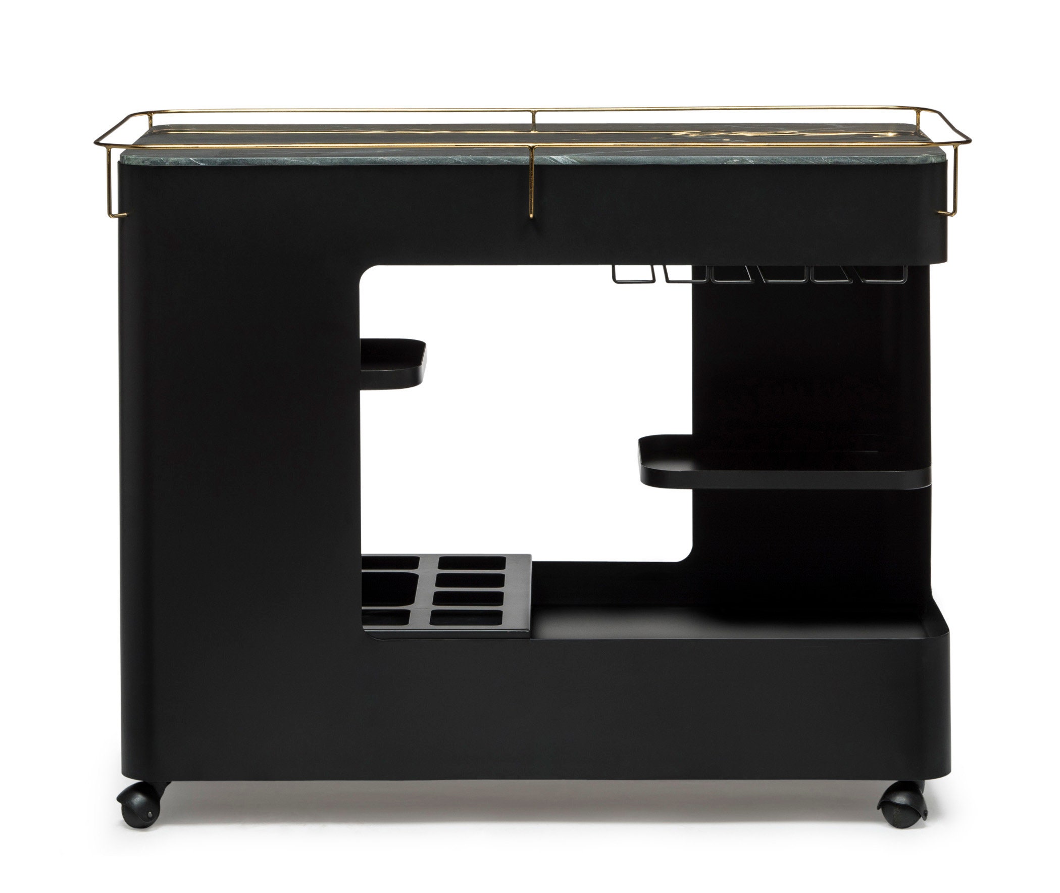 Black Gold Bar Cart Drinks Trolley Contemporary Wine Etsy