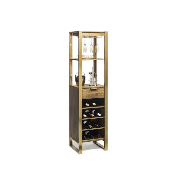 Wooden Drinks Cabinet Storage Bar Cart Contemporary Wine Rack Etsy