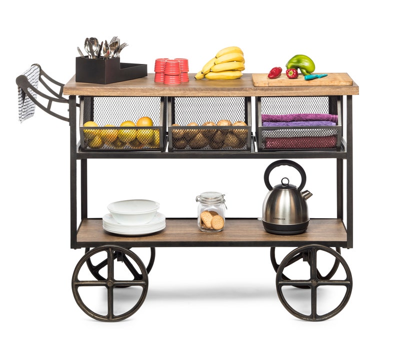 Kitchen Space Saver Trolley Storage Vintage Industrial Kitchen Cart