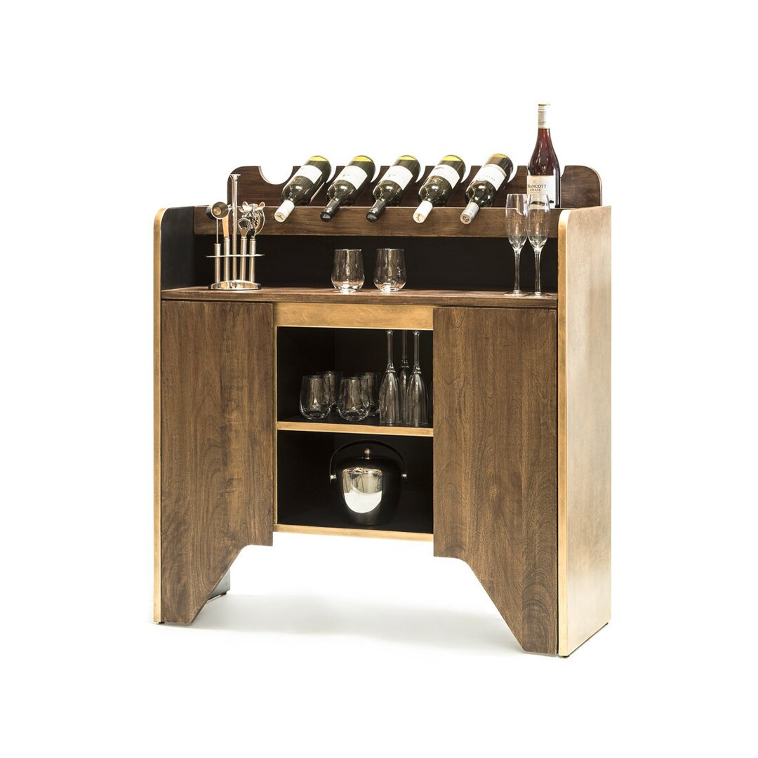 Wooden Wine Rack Bar With Bottle Holders and Storage Shelves in