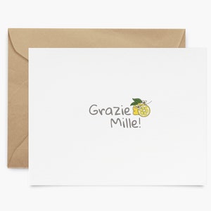 Italienisches Dankeskarten-Set - Grazie Mille! | Danksagungskarten mit einem kleinen italienischen Flair, süße Grußkarte, Hochzeit Dankeskarte