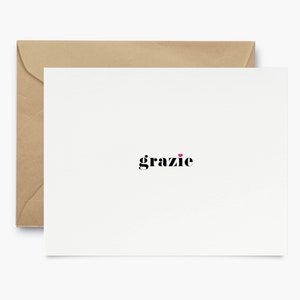 Grazie Dankeskarten-Set | Italienische Dankeskarten, süße Grußkarten, Hochzeits-Dankeskarten, mehrsprachiges Briefpapier