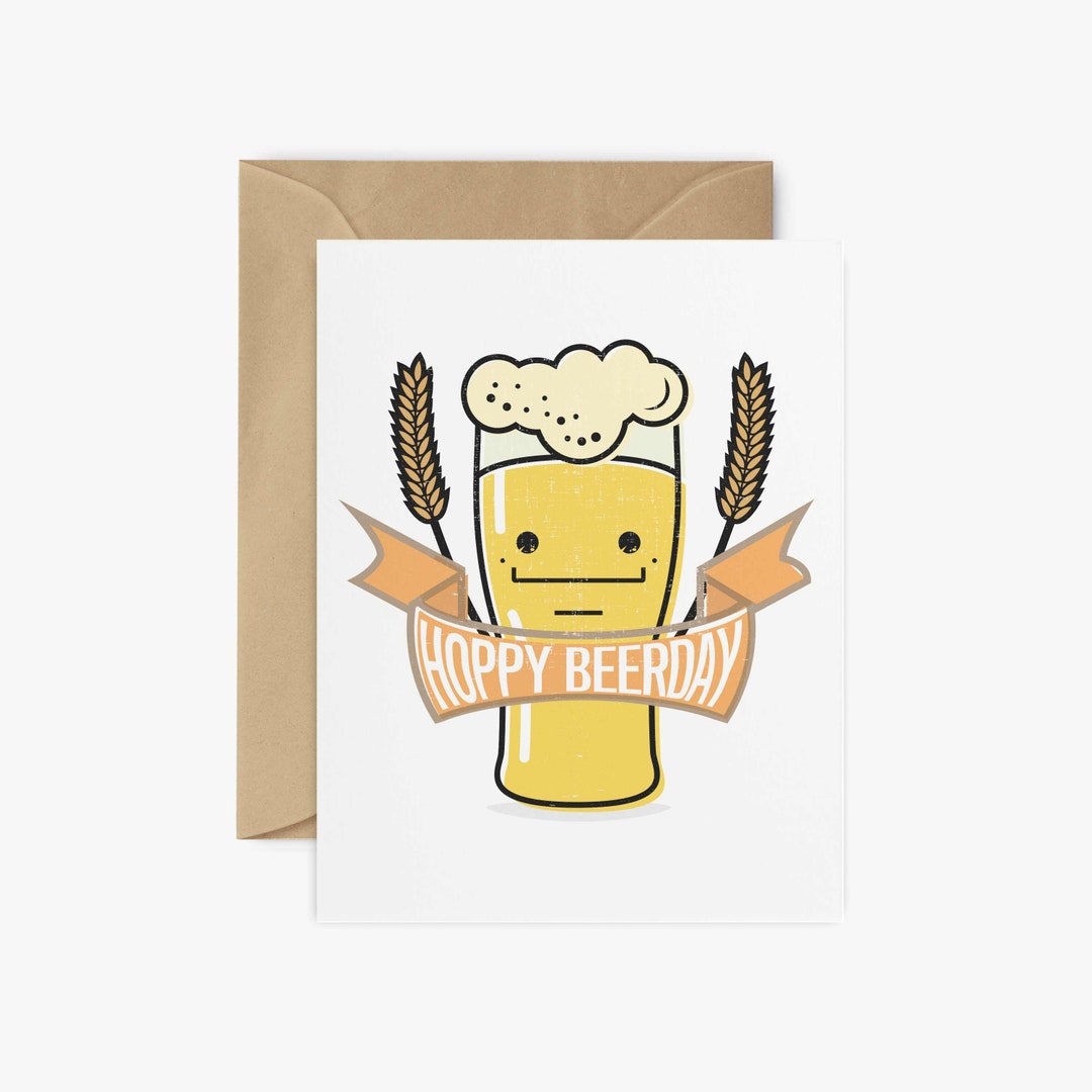 Hoppy Beerday Happy Birthday Card, Beer, Beer Card, Happy Birthday Beer