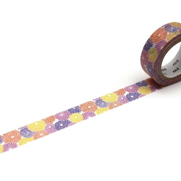 MT Ex Kiku Zukushi Washi Making Tape, Sou Sou Collection, Floral Washi Tape, 15 mm x 7 m Washi Tape Roll