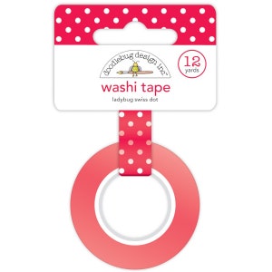 Red Polka Dot Washi Tape, Doodlebug Design, Ladybug Swiss Dot, Decorative Crafting Tape, Scrapbooking Supplies