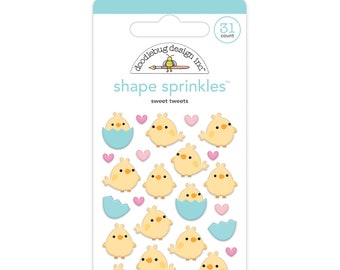 Sweet Tweets Shape Sprinkles, Doodlebug Design, Kawaii Baby Chicks, Epoxy Stickers, Cute Planner Stickers, Scrapbooking Supplies