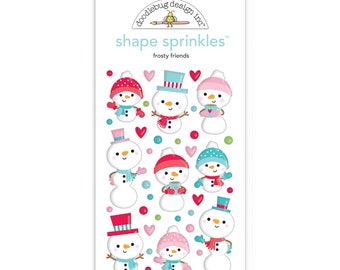 Frosty Friends Shape Sprinkles, Doodlebug Design, Kawaii Snow Family Epoxy Stickers, Cute Planner Stickers, Scrapbooking Supplies