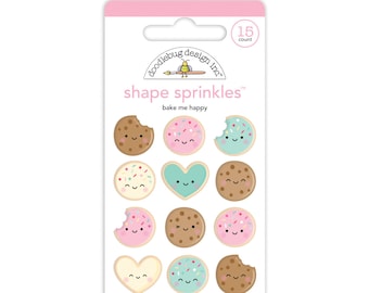 Bake Me Happy Shape Sprinkles, Doodlebug Design, Kawaii Sugar Cookie Epoxy Stickers, Cute Planner Stickers, Scrapbooking Supplies