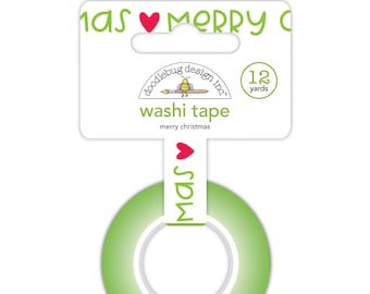 Merry Christmas Washi Tape, Doodlebug Design, Green and Red Planner Journal Accessories, Xmas Scrapbooking Supplies