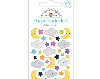 Halloween Night Shape Sprinkles, Doodlebug Design, Cloud Stars Moon Epoxy Stickers, Cute Planner Stickers,  Scrapbook Cardmaking Supplies