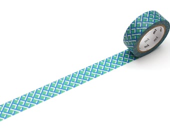 MT Mesh Green Washi Masking Tape, Green and Blue Check Washi Tape, Planner Journal Accessories, Paper Craft Supplies