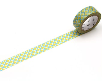 MT Mesh Yellow Washi Masking Tape, Blue and Yellow Check Washi Tape, Planner Journal Accessories, Paper Craft Supplies