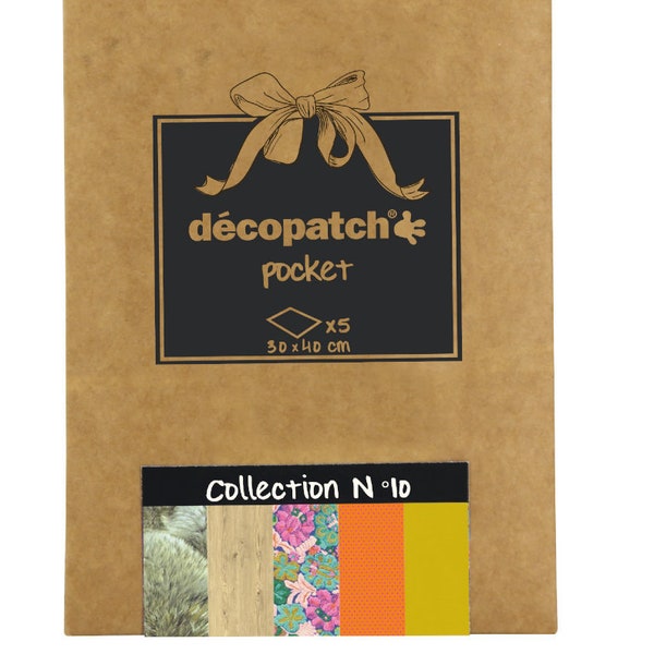 Decopatch Pocket Collection No 10, 5 Decoupage Paper Sheets, Paper Craft Supplies