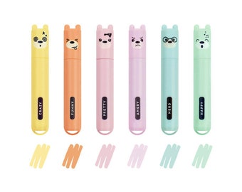 Mini Pastel Highlighters, Set of 6, Legami Teddy's Style, Craft Room Office Stationery, Bullet Journal Supply, Planner Pen, Study Pen