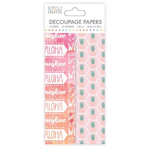 Pineapple Decoupage Paper, Simply Creative "Aloha", Deco Mache, 4 Sheets, Tropical Fruit, Craft Paper, Papercraft Supplies, DISCONTINUED