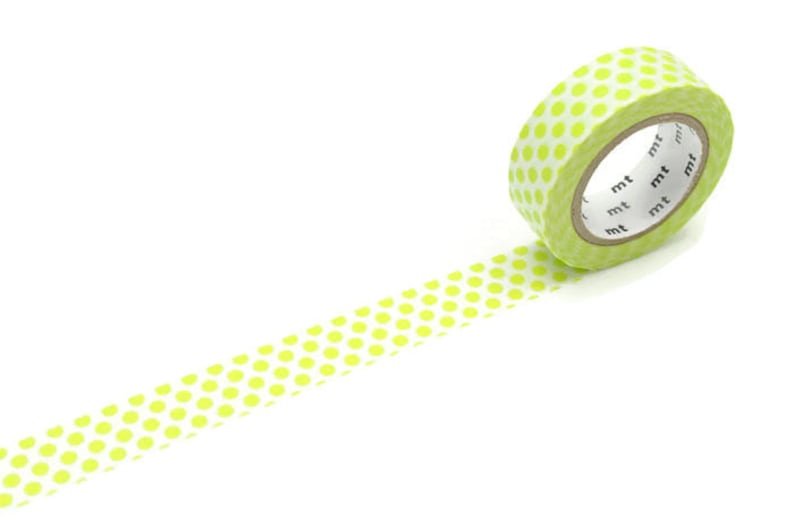Gift Wrapping Planner Supplies Planner Accessories Stationery Lime Green Polka Dot Washi Tape MT Masking Tape