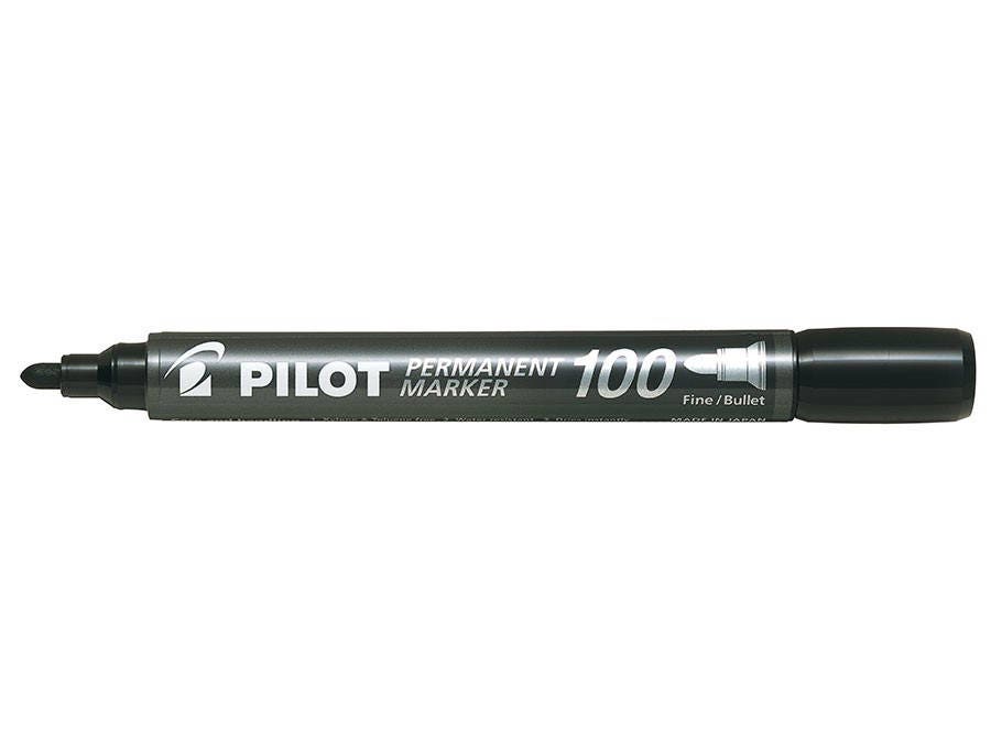 Pilot Permanent Marker 100, Fine Bullet Tip, Black Single Pen, Glass  Marker, Paper Marker, Water Resistant, Xylene & Toluene Free -  Denmark