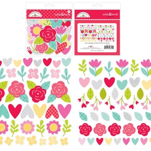 Flower Ephemera Pack, Doodlebug Design Inc Love Notes, I Pick You Odds and Ends, 94 Die Cut Pieces, Planning Scrapbooking Crafting Supplies