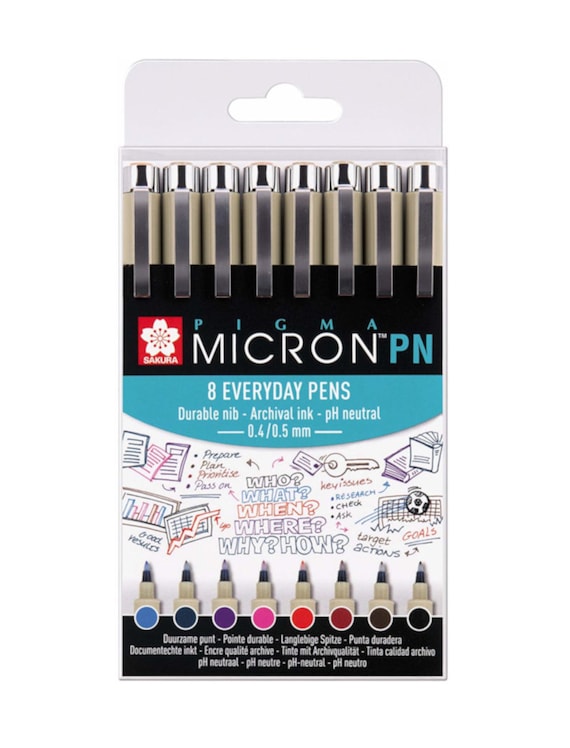 Sakura Pigma Micron Everyday Pens, Set of 8, Archival Ink, Ideal Pen for  Planner Journal Scrapbook Writing 