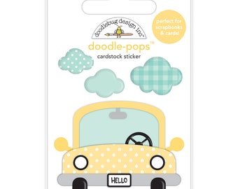 Doodlebug Design Puddle Jumper Doodle-Pops Cardstock Sticker, My Happy Place, Dimensional Car Sticker