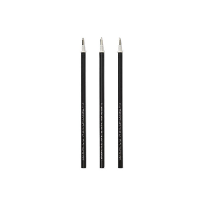 Legami Erasable Gel Pen Refills, Sets of 3, Craft Room Office Stationery Supply Black Gel Pen Refill