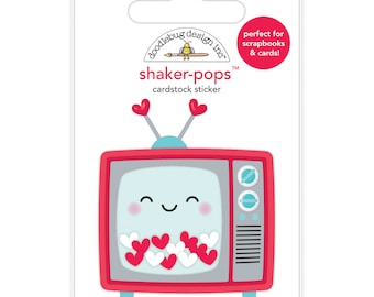 Pegatina de cartulina Telly Time Shaker-Pops, diseño Doodlebug, My Happy Place, pegatina de cartulina de TV dimensional