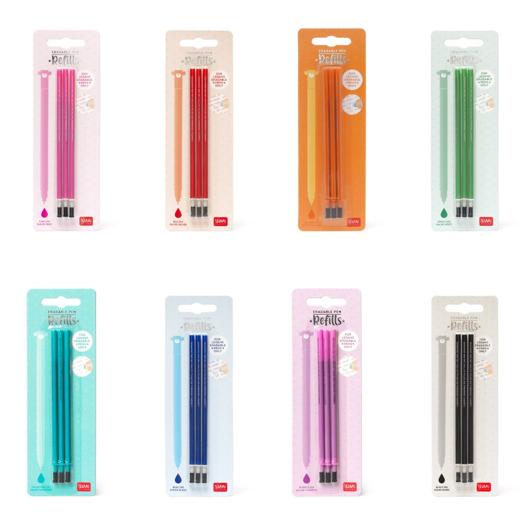 Lot de 3 recharges pour stylo gel effaçable Legami Orange : :  Fournitures de bureau