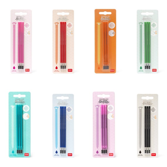 Lot de 3 recharges pour stylo gel effaçable Legami Orange : :  Fournitures de bureau