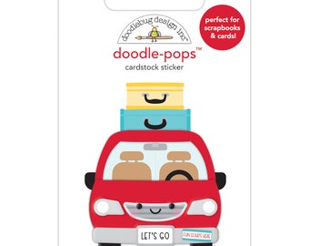 Doodlebug Design Are We There Yet Doodle-Pops Cardstock Sticker, Dimensional Car Sticker, Holiday Scrapbook Cardmaking Supply