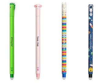 Legami Erasable Gel Pens, Kawaii Dino Pig Llama Astronaut Pen, Study School Pen, Journal Planner Pen, Craft Room Office Stationery