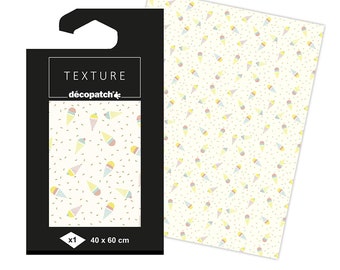 Decopatch Texture Ice Creams Decoupage Paper, Gold Foil Effect, 1 Decoupage Sheet, Paper Craft Supplies - CTD785C