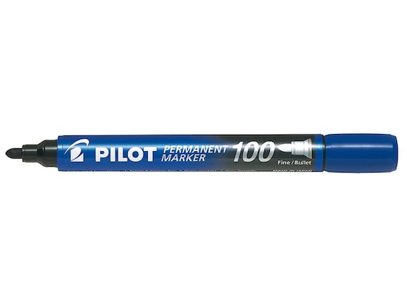 Pennarello indelebile Pilot 100, punta fine, penna singola blu, pennarello  per vetro, pennarello per carta, resistente all'acqua, senza xilene e  toluene -  Italia