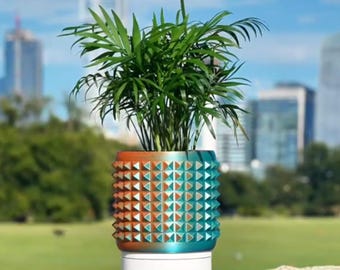 Color Changing 5" Self-Watering Planter | Dusk to Dawn 3D Printed Succulent Pot | Unique Wick Watering Container | Modern Eco PLA