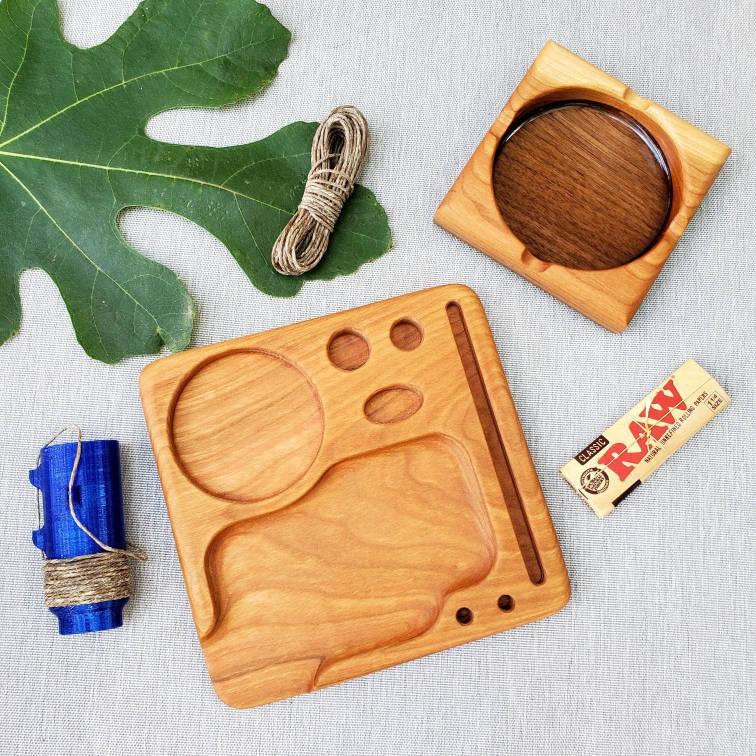 Rolling Tray Set Handmade Wood Rolling Tray and Accessories Etsy