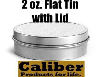 2 oz Flat Metal Tin with Rolled Edge Cover | Balms, Beard Mustache Products, Waxes, Pills, Mints, Beads | Snap On Lid Easy to Use |Fast Ship