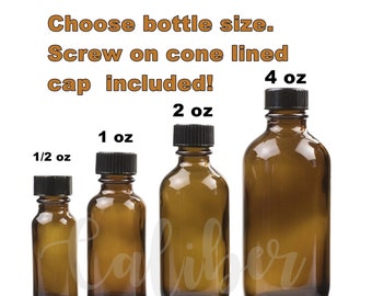 NEW Amber Glass Bottles: .5 oz - 4 oz | Essential oils, carrier oils, blends, other liquids |