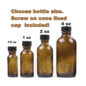 NEW Amber Glass Bottles: .5 oz 4 oz Essential oils, carrier oils, blends, other liquids Free ship to USA, Territories & Military Bases image 1