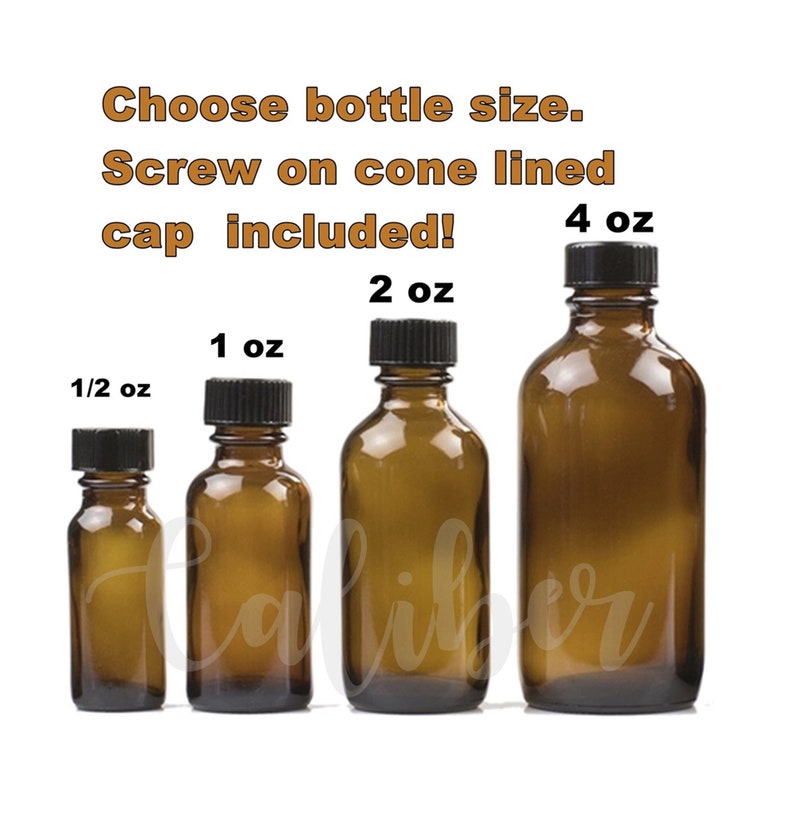 NEW Amber Glass Bottles: .5 oz 4 oz Essential oils, carrier oils, blends, other liquids Free ship to USA, Territories & Military Bases image 1