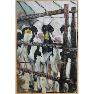 Peinture de vache sur bois / Peinture à l’huile originale de vaches / Médium de peinture de vache / Peinture de vache originale / Vie de ferme / Décor mural de salon de campagne