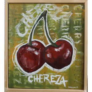 Original Oil Painting on Canvas / Medium Sized/ Fruit Kitchen Art/ Modern /Oil on Canvas / Fruit painting/ Cherry / Cherries