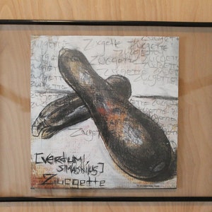 Framed Fruit Art print/ Kitchen Art/ Modern Print/ Good gift idea/ Floating Frame/ Zucchini/ Zucgette